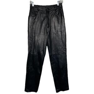 Vtg Michael Hoban North Beach Leather Pants Womens 10 (28x31) Black Butter Soft